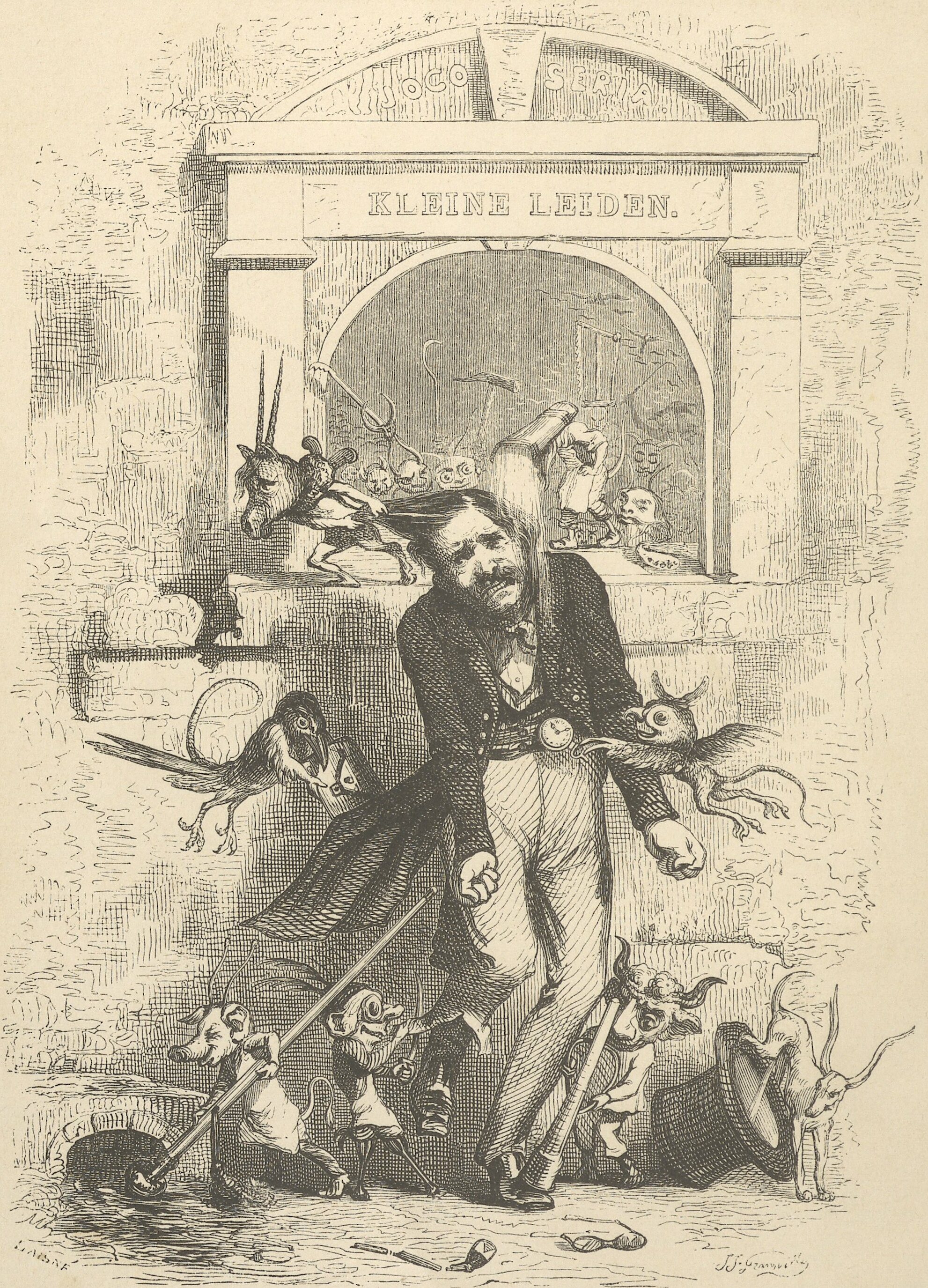 ภาพหน้าปก: จาก Petites misères de la vie humaineเปอติตมีแซร์เดอลาวีอูว์แมนภาษาฝรั่งเศส (ค.ศ. 1843)