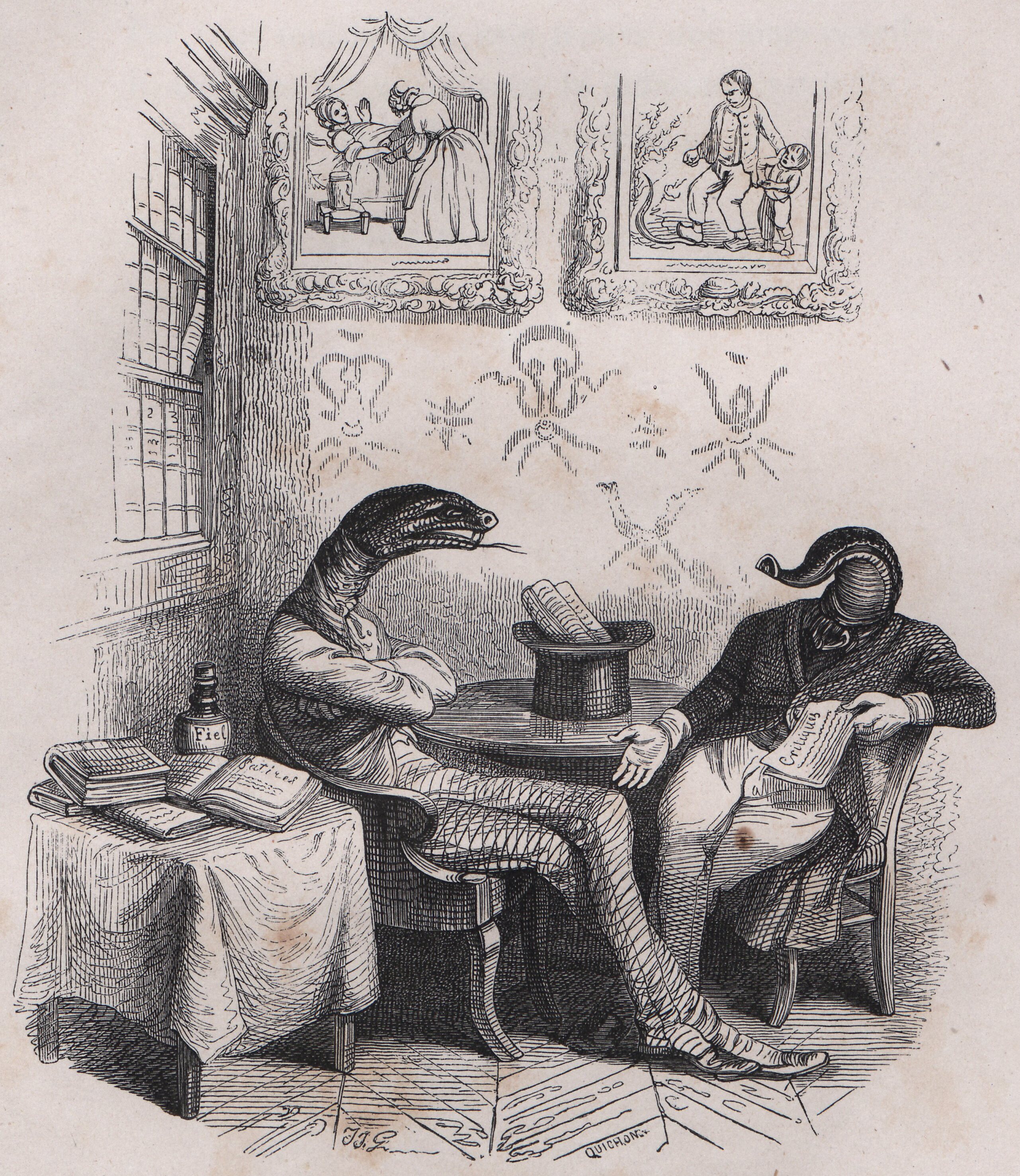 งูพิษและปลิง, จาก Fables de Florianฟาบลเดอฟลอรียองภาษาฝรั่งเศส (ค.ศ. 1842)