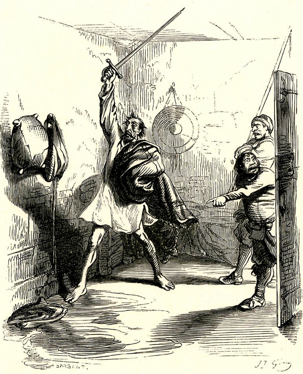 ดอนกิโฆเต้ต่อสู้กับถุงไวน์แดง (ค.ศ. 1847), ภาพประกอบสำหรับ ดอนกิโฆเต้