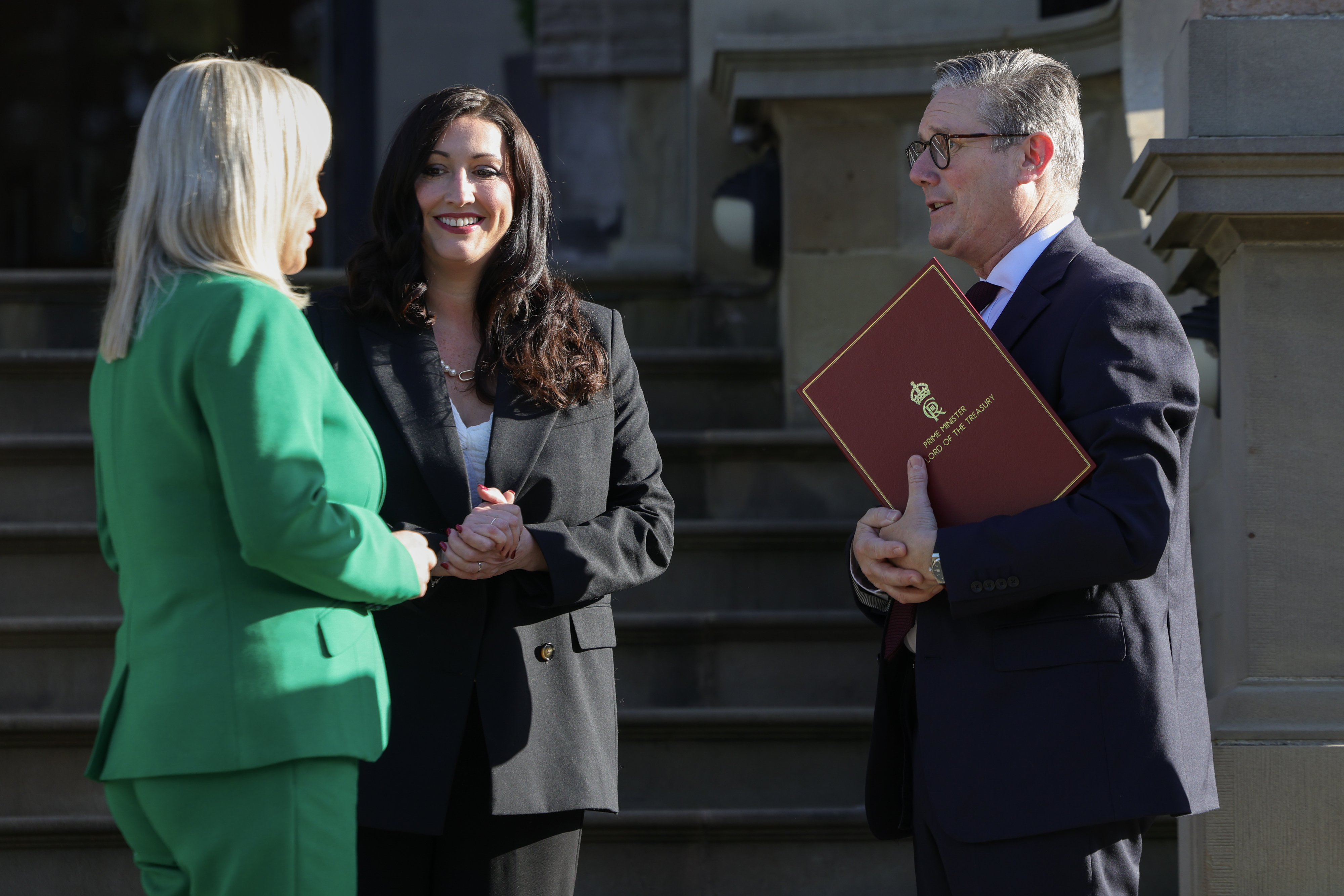 Little-Pengelly and Michelle O'Neill with Keir Starmer in July 2024