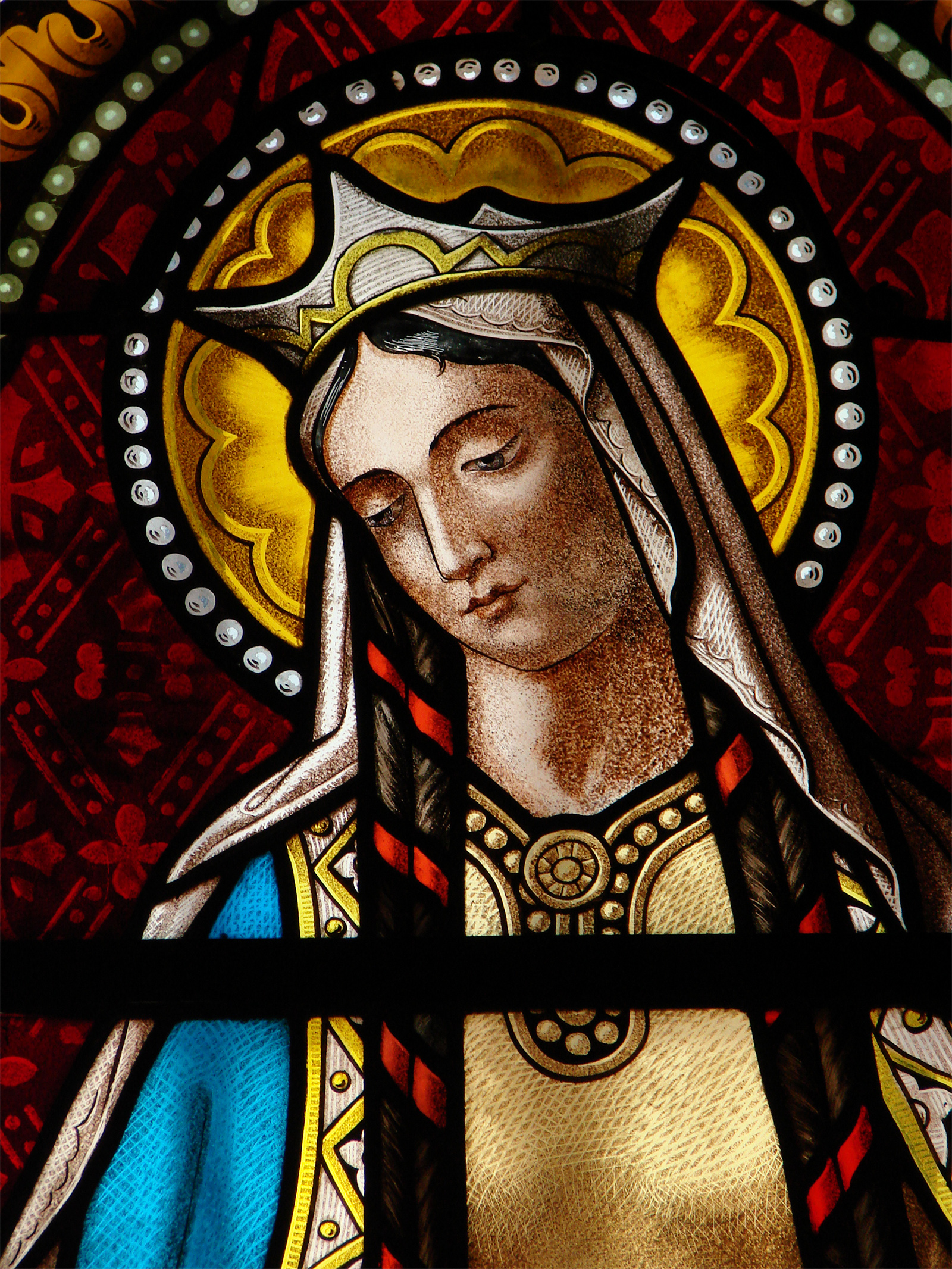 Stained-glass window depicting Saint Clotilde in Florac
