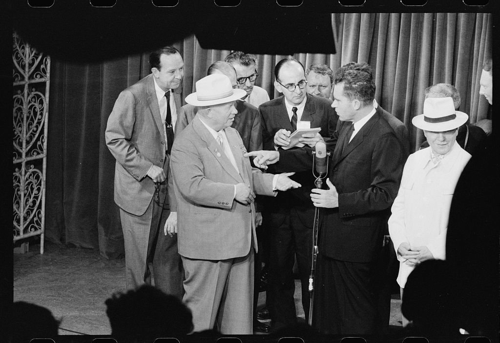Voroshilov (far right in hat) during the famous Kitchen Debate in 1959.