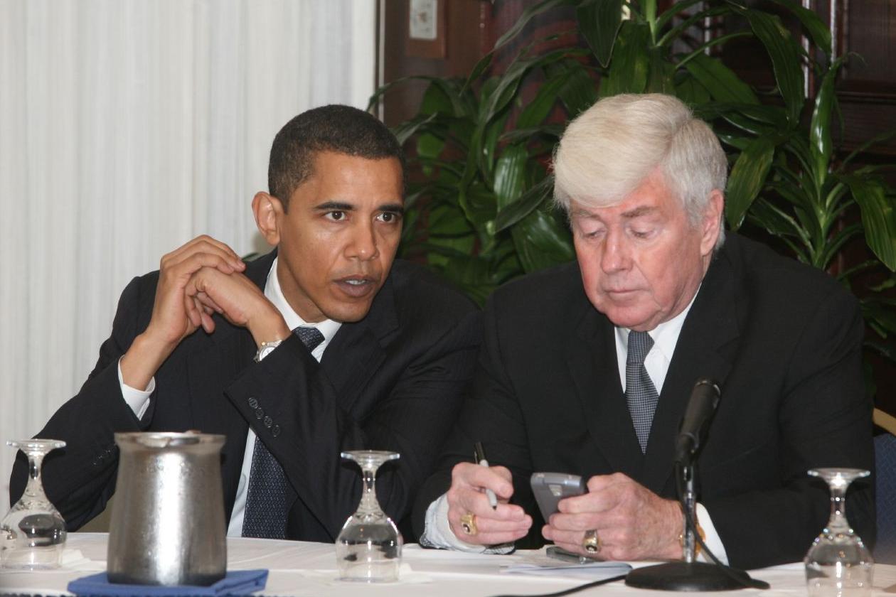 Kemp with then-United States Senator Barack Obama at the Public Internet Channel launch at the National Press Club in 2006.