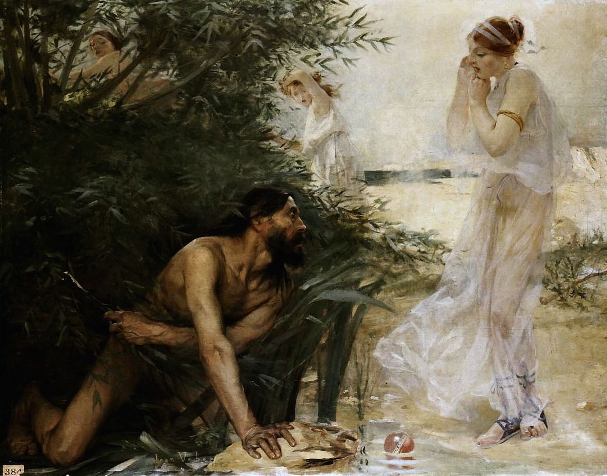 Jean Veber: Ulysses dan Nausicaa (1888).