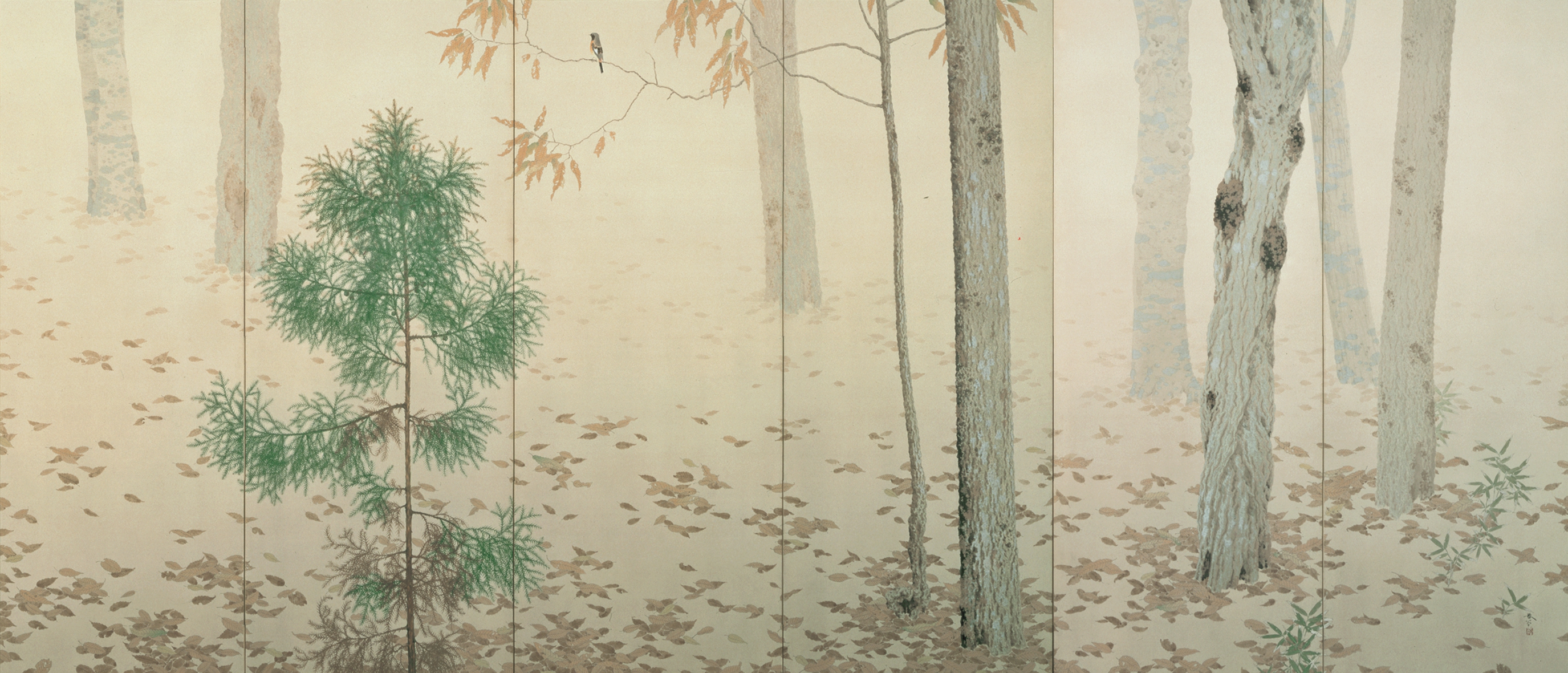 Right panel of Fallen Leaves (落葉), 1909, Important Cultural Property, Eisei Bunko Collection.