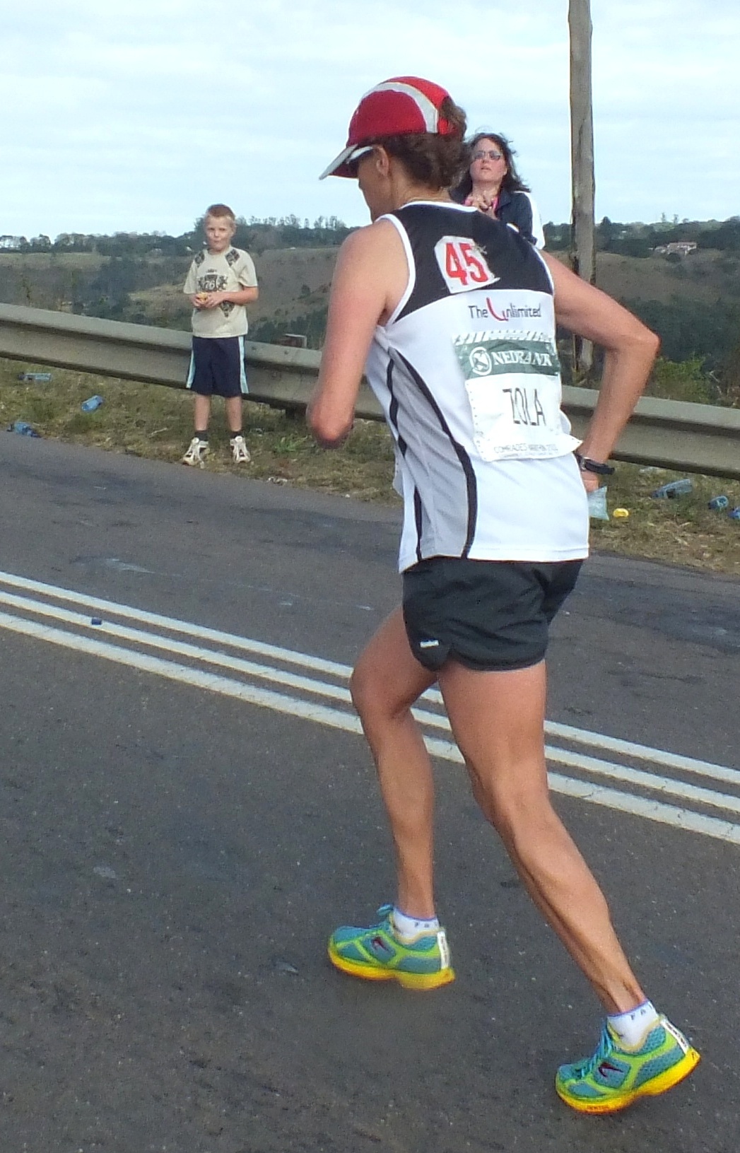Pieterse at the 2012 Comrades Marathon. She finished in seventh place in the 2014 race, and was the first female veteran to cross the line.