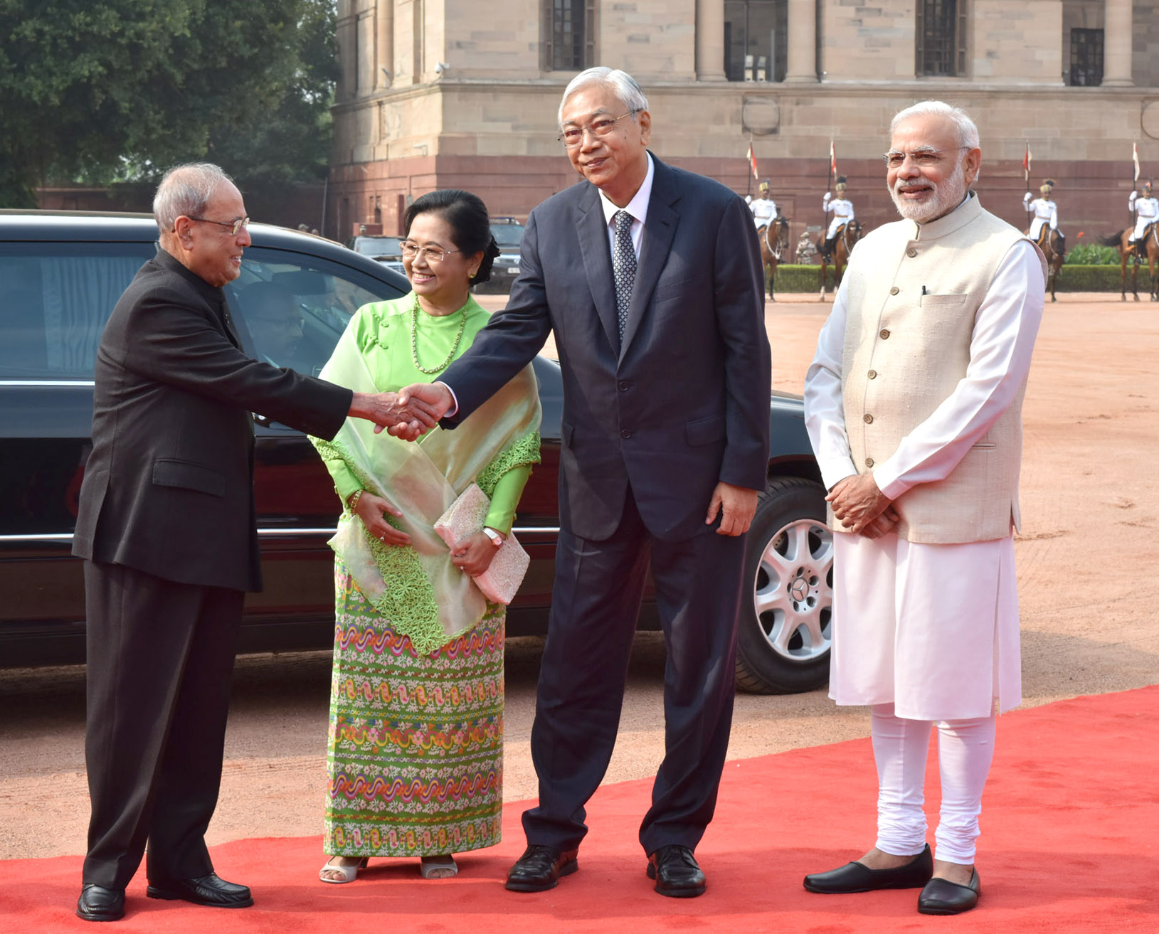 Su Su Lwin with Htin Kyaw during a state visit to India in 2016