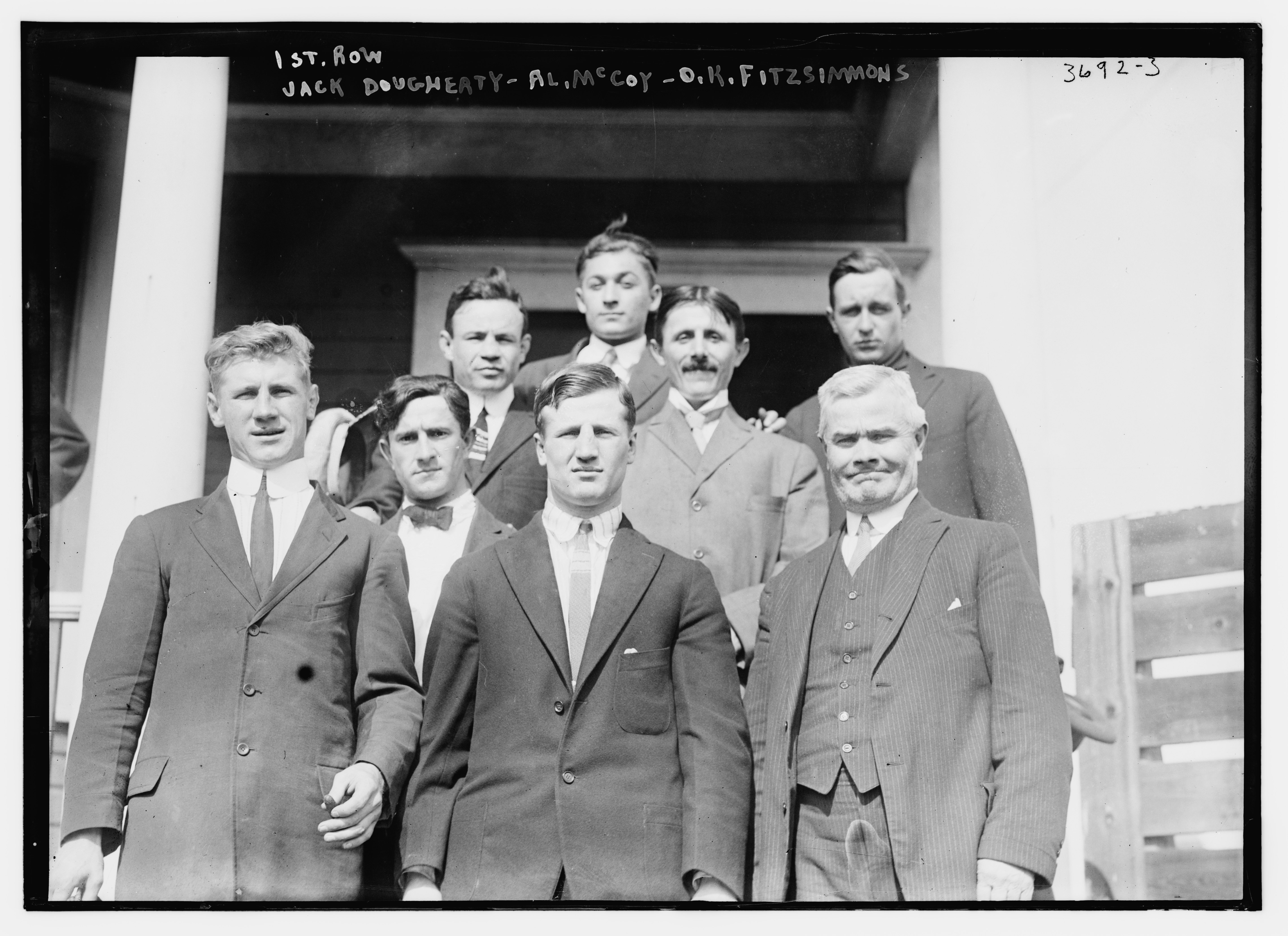 McCoy's Boxing Manager, Jack Dougherty, McCoy, and O.K. Fitzsimmons in 1915
