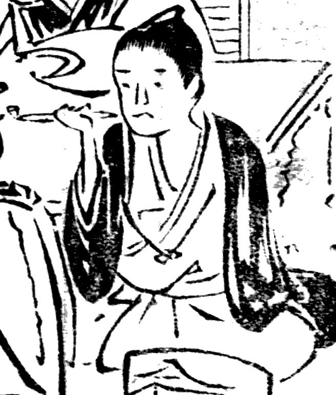 「춘유기 필삭도」 속 담뱃대를 든 인물. 후대 초상화와 유사하다.